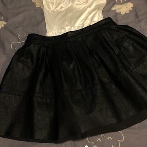 black faux leather skirt